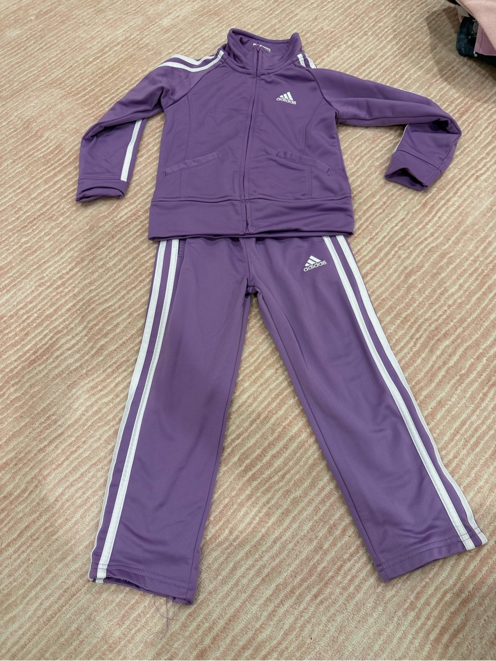 adidas Purple and White Track Jacket & Pants Set